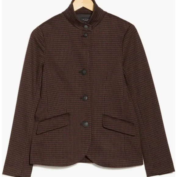 Rag & Bone Sadie Houndstooth Blazer In Brown Multi Sz 8 NWT